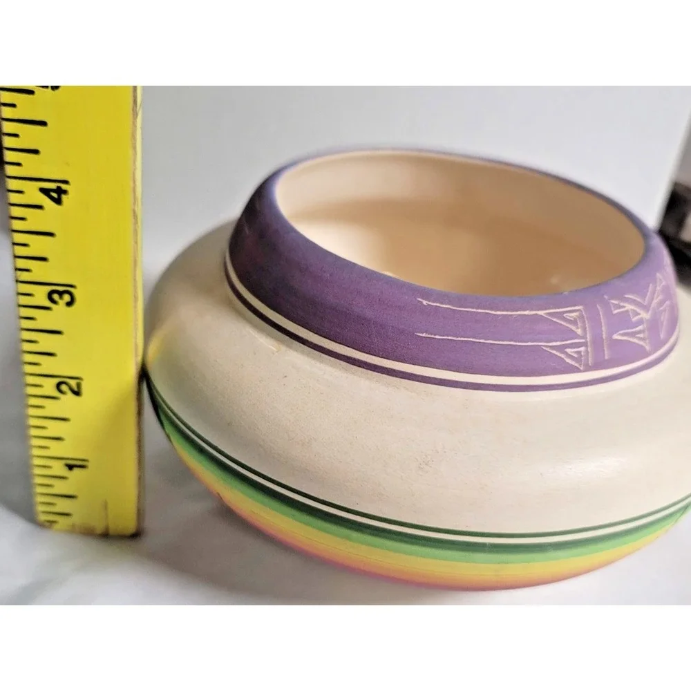 Southwest Native American Ute Pottery Vase Bowl Sunset Desert Scene‎ Signed
